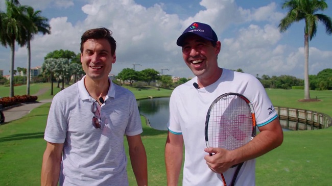 Гольф с теннисными ракетками: Багдатис и Феррер сыграли по новым правилам (ВИДЕО)