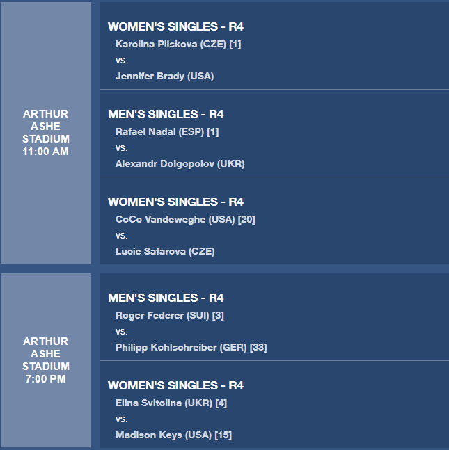US Open. Долгополов и Свитолина проведут свои матчи 1/8 финала на главной арене турнира