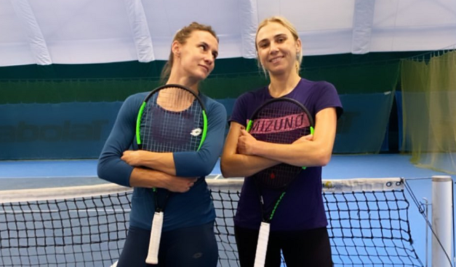 Леся Цуренко и Людмила Киченок на тренировке в Киеве