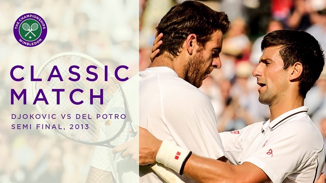 Классика тенниса: Новак Джокович - Хуан Мартин дель Потро в полуфинале Уимблдона (ВИДЕО)