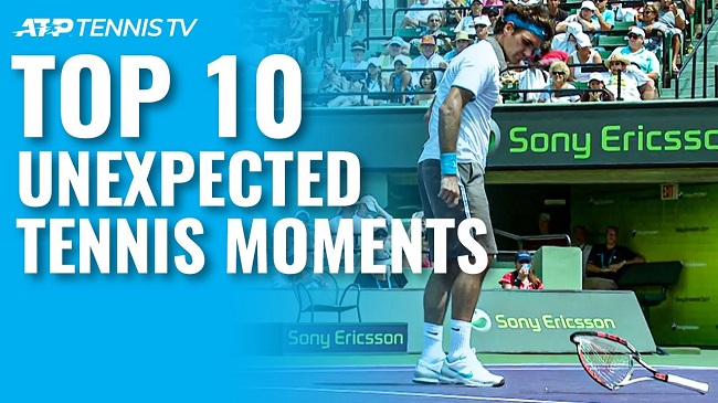 Десять неожиданных моментов в теннисных матчах в ATP (ВИДЕО)