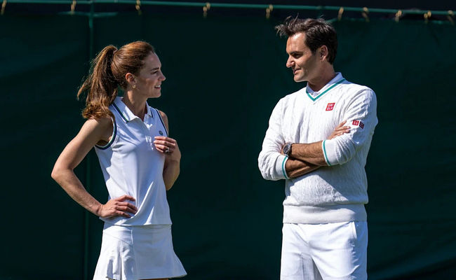 Роджер Федерер вернулся на Уимблдон и сыграл в теннис с принцессой Уэльской (ВИДЕО)