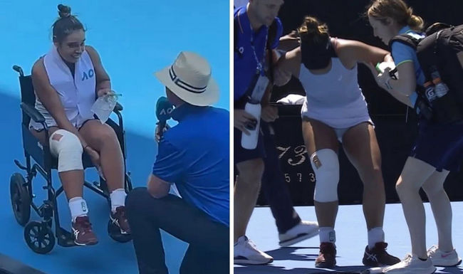 18-летняя теннисистка покинула корт на инвалидном кресле, после своей победы в дебютном матче на турнирах Grand Slam (ВИДЕО)