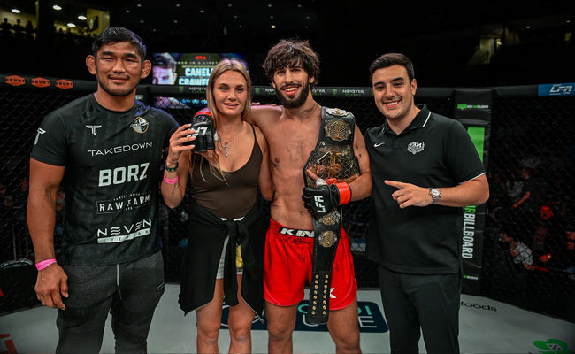 Даяна Ястремская поддержала своего бойфренда в борьбе за вакантный титул в ММА