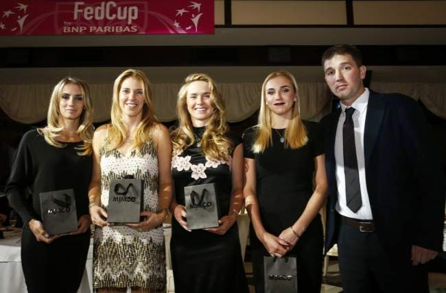 Сборная Украины на официальном ужине участниц матча в Кубке Федерации