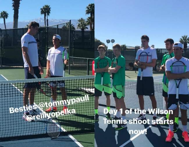 Свитолина, Федерер, Димитров и Маттек-Сэндс на съемках рекламы от "Wilson"